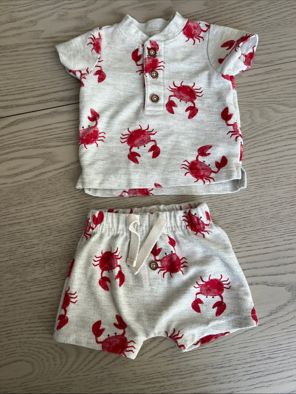Newborn Kids Crab Print Matching Set - Red Crab on Cream